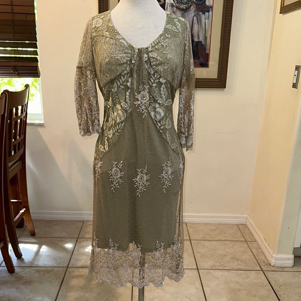 Spencer Alexis Collection Elegant Lace Overlay Dress Size 8 - Picture 8 of 15